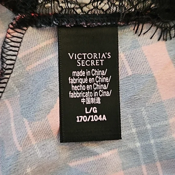 Victoria's Secret Woman's Red & Black Plaid Lace Chemise Slip Nightgown Sz:L EUC - Picture 3 of 6